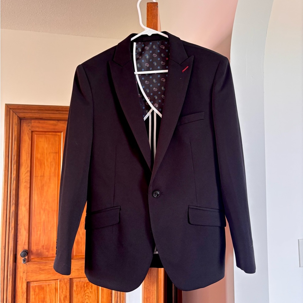 Men's Bespoke Tazzio Black Textured Blazer small